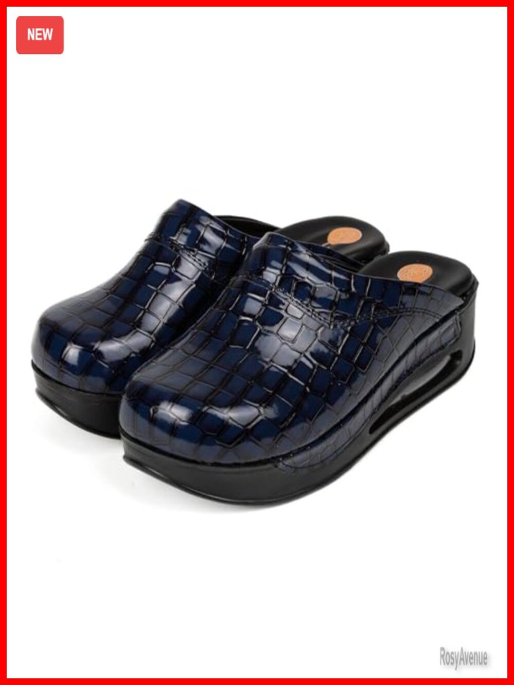 Women's Leather Slip-On Clogs with Arch Support & Shock Absorption